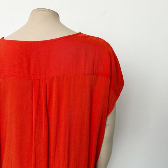 [Old Navy] Orange V-Neck Cap Sleeve Oversized Cocoon Mini Dress Size Large L - Picture 8 of 10